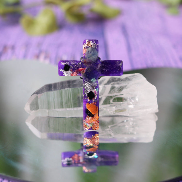 Crystal Cross Orgonite Car Vent Clip for Travel Anxiety & Protection
