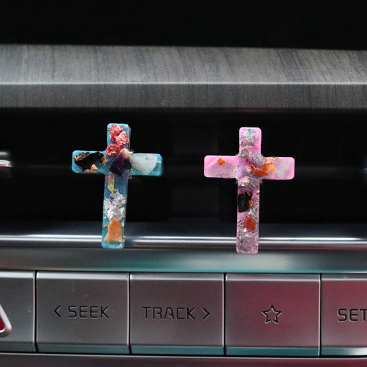 Crystal Cross Orgonite Car Vent Clip for Travel Anxiety & Protection