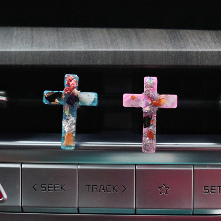Crystal Cross Orgonite Car Vent Clip for Travel Anxiety & Protection