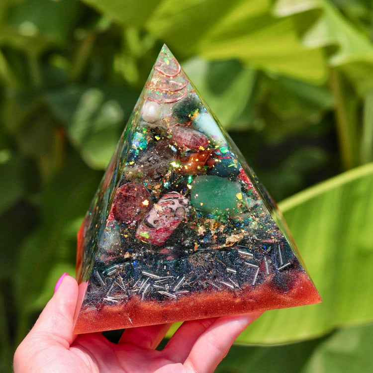 Healing Orgonite Pyramid: 30+ Crystals, EMF Protection, Reiki Tool