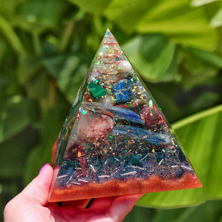 Healing Orgonite Pyramid: 30+ Crystals, EMF Protection, Reiki Tool