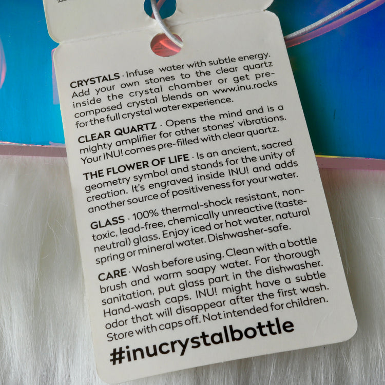 Crystal Water Bottle with Quartz Gemstone Chamber & Flower of Life Symbol