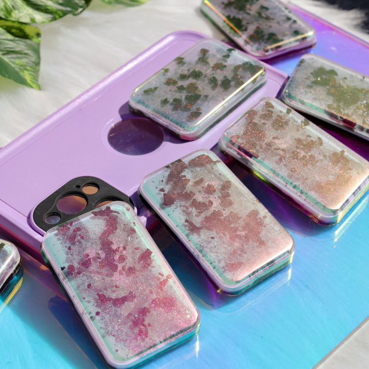 Pink Color Shift Orgonite® EMF Blocker: Shungite Cell Phone Accessory