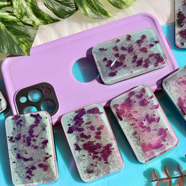 Pink Color Shift Orgonite® EMF Blocker: Shungite Cell Phone Accessory