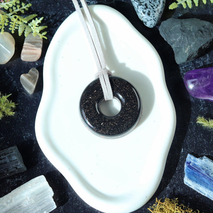 Orgonite® Protection Pendant with Shungite & Amethyst | Minimalist EMF Shield Necklace