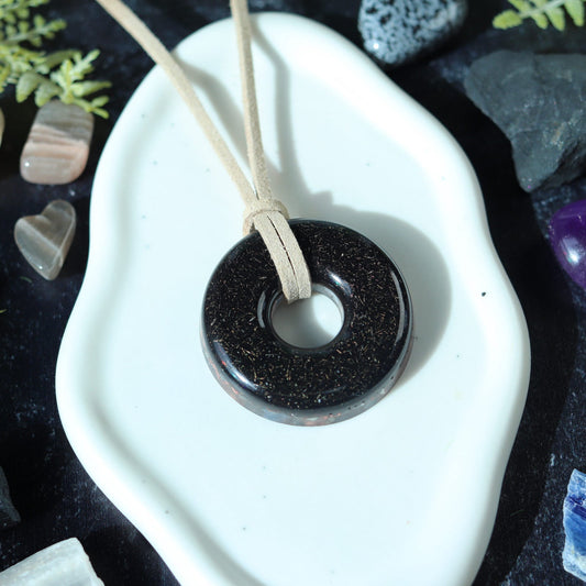 Orgonite® Protection Pendant with Shungite & Amethyst | Minimalist EMF Shield Necklace