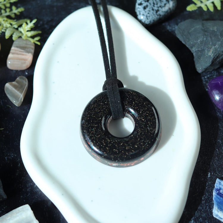 Orgonite® Protection Pendant with Shungite & Amethyst | Minimalist EMF Shield Necklace