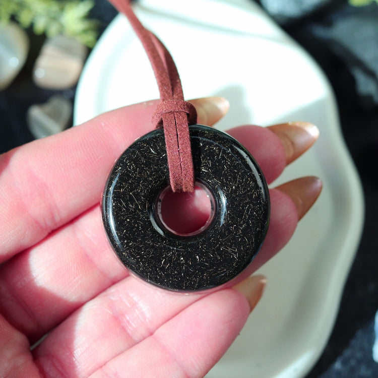 Orgonite® Protection Pendant with Shungite & Amethyst | Minimalist EMF Shield Necklace