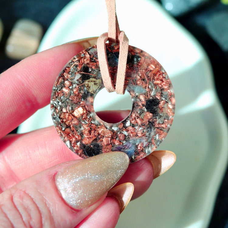 Orgonite® Protection Pendant with Shungite & Amethyst | Minimalist EMF Shield Necklace