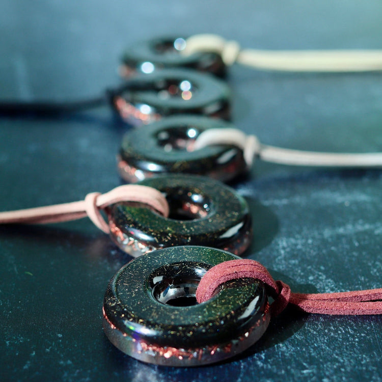 Orgonite® Protection Pendant with Shungite & Amethyst | Minimalist EMF Shield Necklace