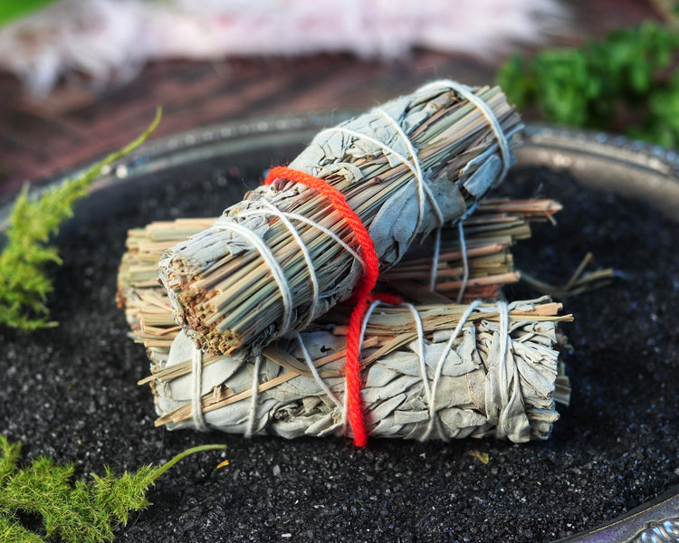 Sage Smudge Stick Bundle for Ceremony, Energy Cleansing, House Blessing & Empath Protection - Dragons Blood, Cinnamon, White Sage, Shasta Sage