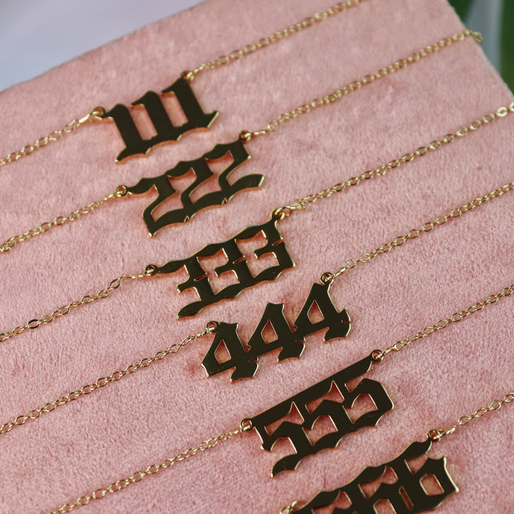 Gold & Silver Angel Number Pendant Necklace for Spiritual Protection & Manifestation