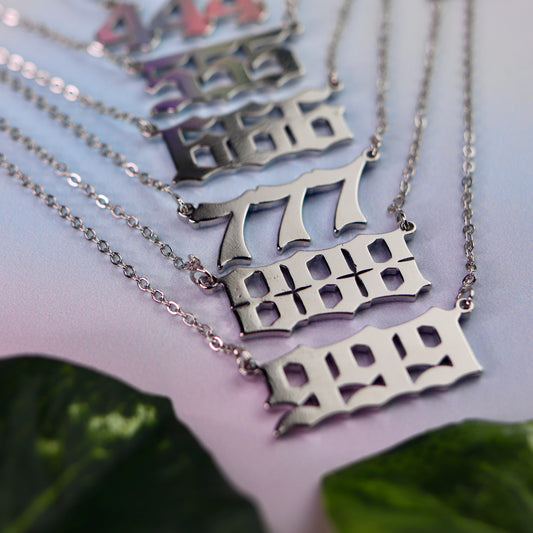 Gold & Silver Angel Number Pendant Necklace for Spiritual Protection & Manifestation