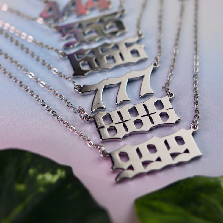 Gold & Silver Angel Number Pendant Necklace for Spiritual Protection & Manifestation