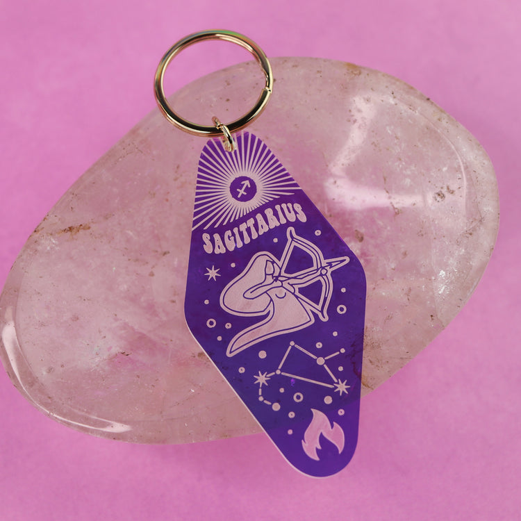 Iridescent Astrology Keychain w/ Zodiac Signs