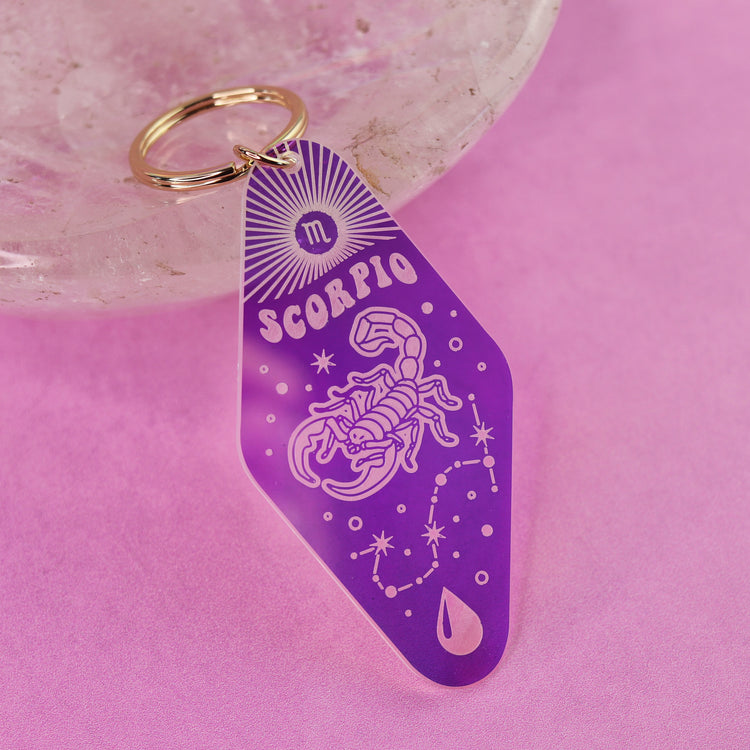 Iridescent Astrology Keychain w/ Zodiac Signs