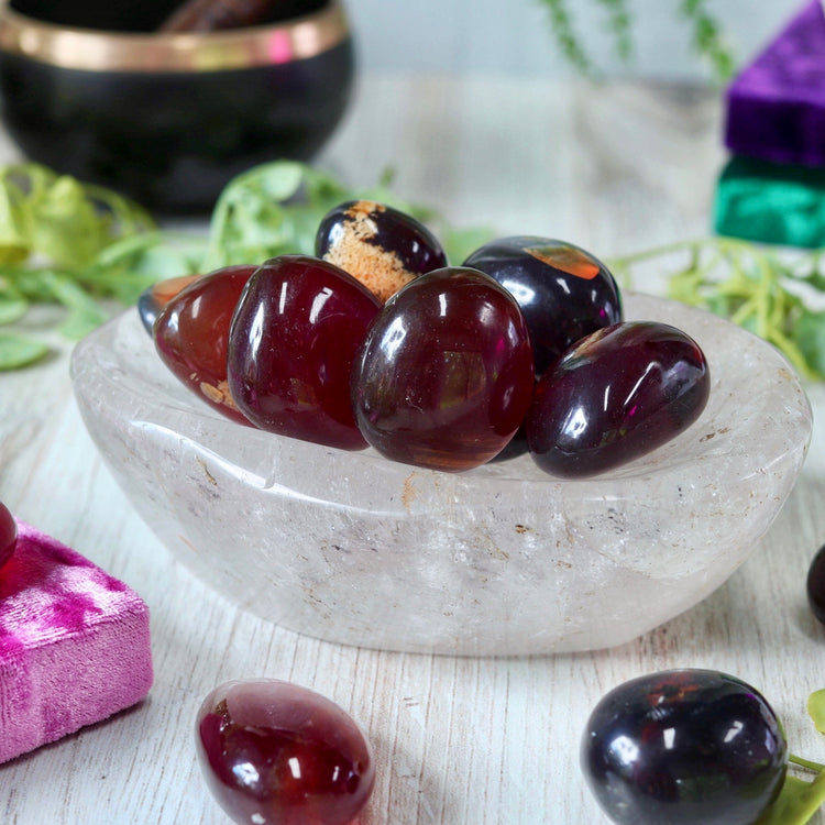 Red Amber Polished Tumbled Crystal Pocket Stone