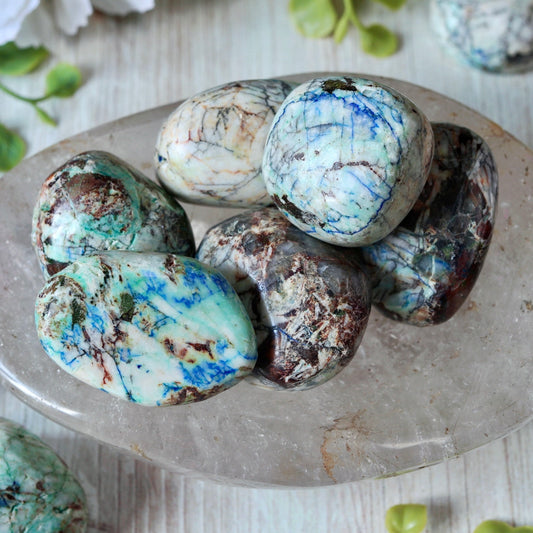 Azurite Malachite Tumbled Crystal Pebble Pocket Stone