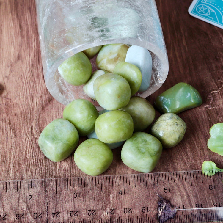 Chinese Green Jade Tumbled Pocket Crystal