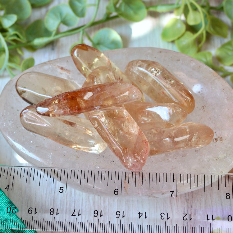 Natural Citrine Point Tumbled Crystal Pocket Stone