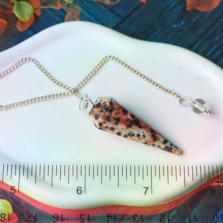 Dalmatian Jasper Crystal Pendulum - Chakra & Energetic System Balancing, Joyful Healing Tool for Body and Spirit