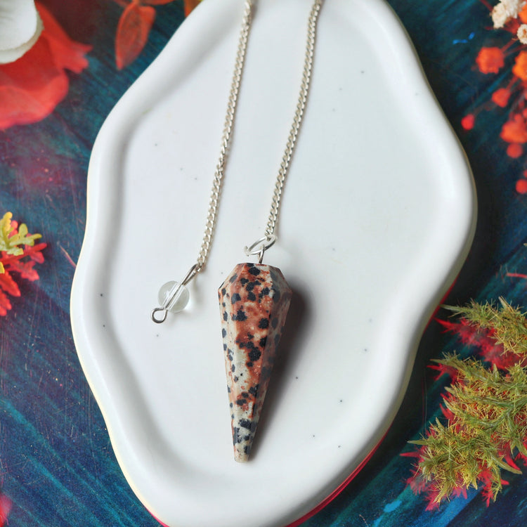 Dalmatian Jasper Crystal Pendulum - Chakra & Energetic System Balancing, Joyful Healing Tool for Body and Spirit