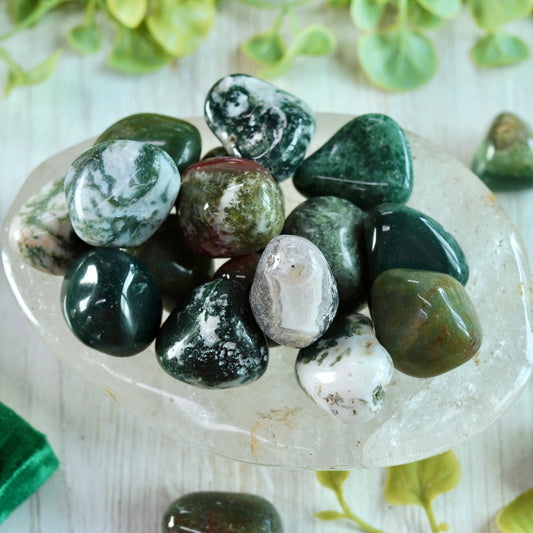 Green Moss Agate Tumbled Polished Pocket Crystal
