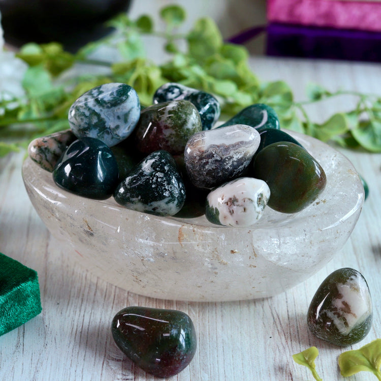 Green Moss Agate Tumbled Polished Pocket Crystal
