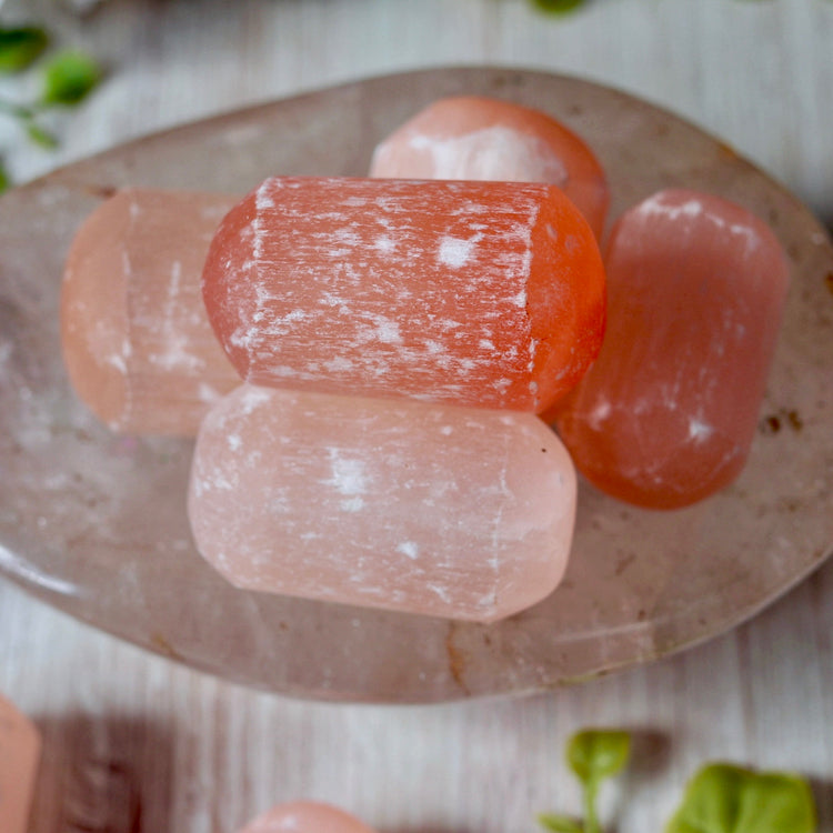 Orange Selenite Polished Tumbled Crystal Pocket Stone