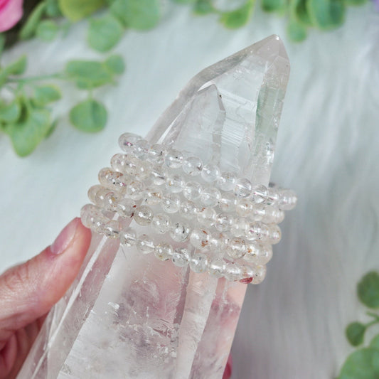 Rare Petroleum Quartz Crystal Bracelet for Chakra Alignment, Intuition, Spiritual Awakening Gift - Meditation Jewelry