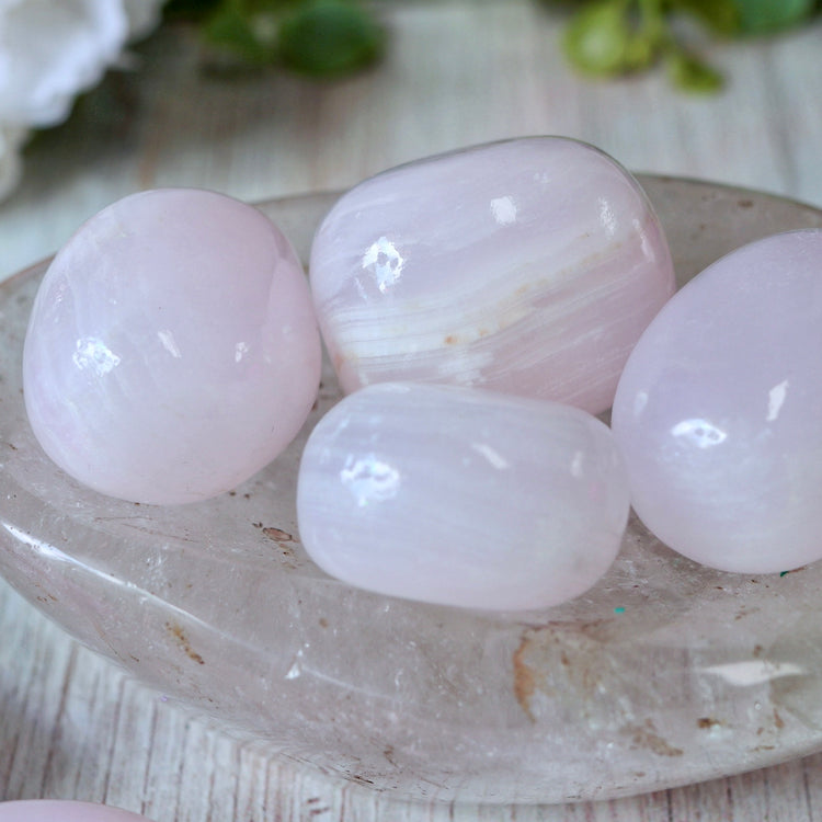 Pink Calcite Tumbled Crystal Pocket Stone