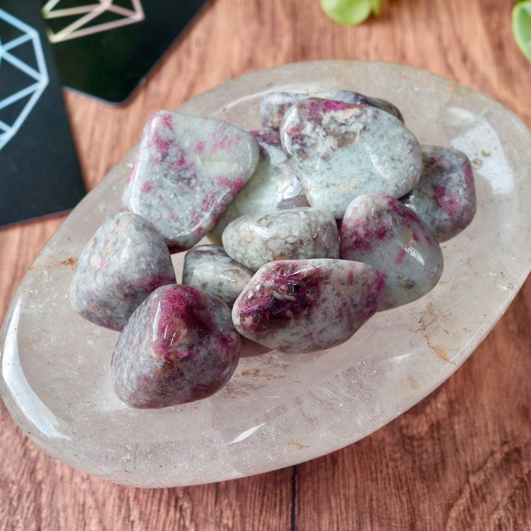 Pink Included Quartz Tourmaline Tumbled Pocket Crystal