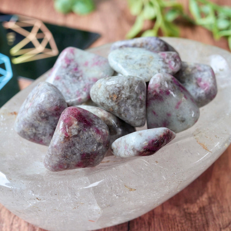 Pink Included Quartz Tourmaline Tumbled Pocket Crystal
