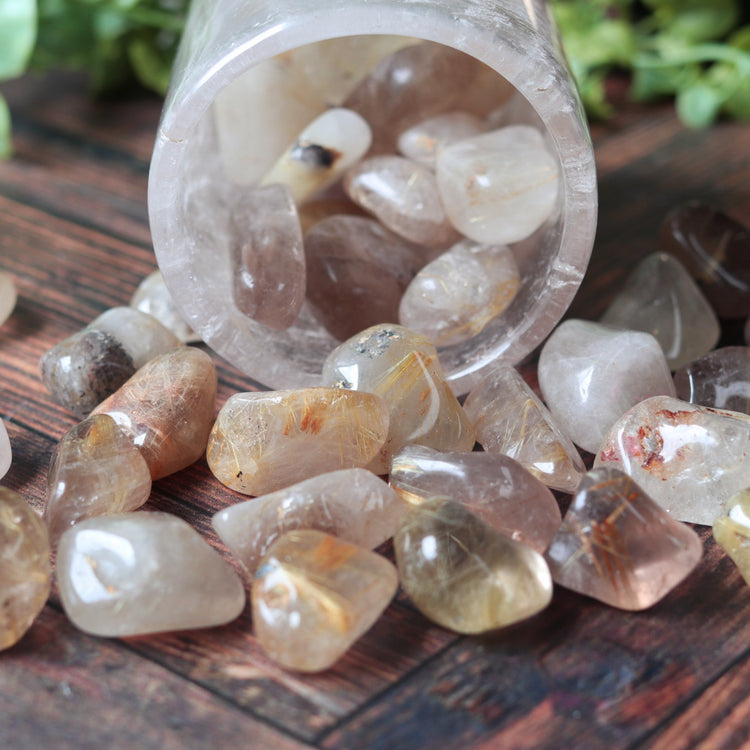 Rutilated Quartz Tumbled Pocket Crystal