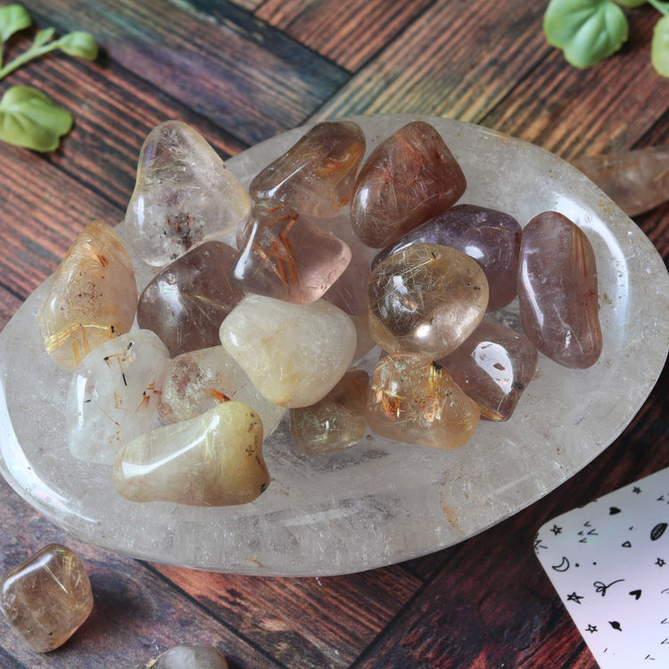 Rutilated Quartz Tumbled Pocket Crystal