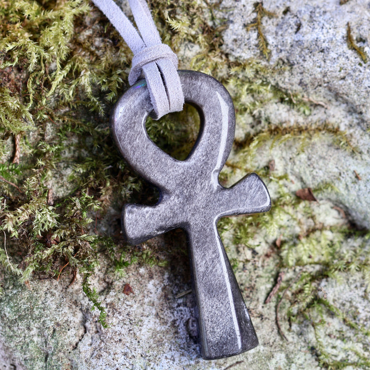 Hand Carved Crystal Ankh Necklace – Choose Your Stone
