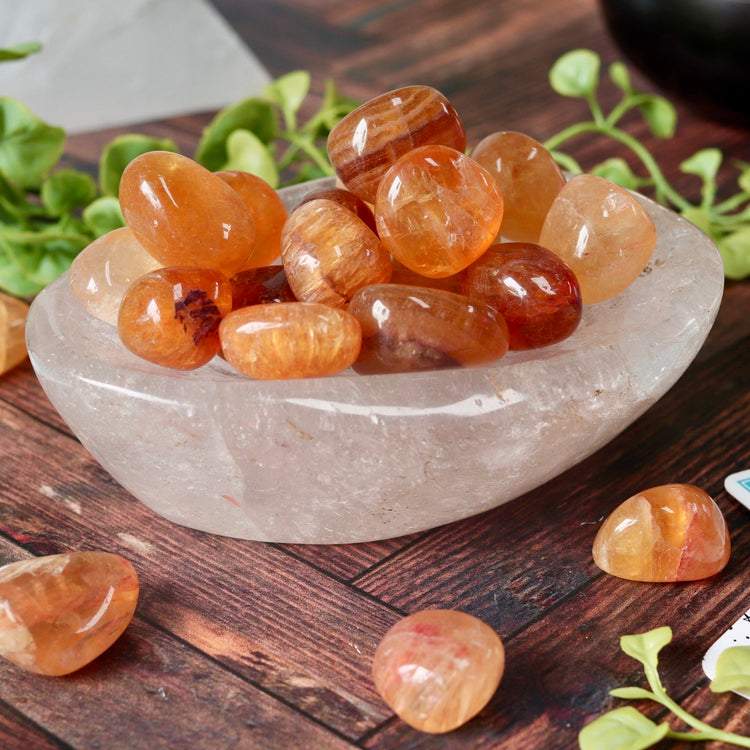 Yellow Fluorite Tumbled Polished Pocket Crystal