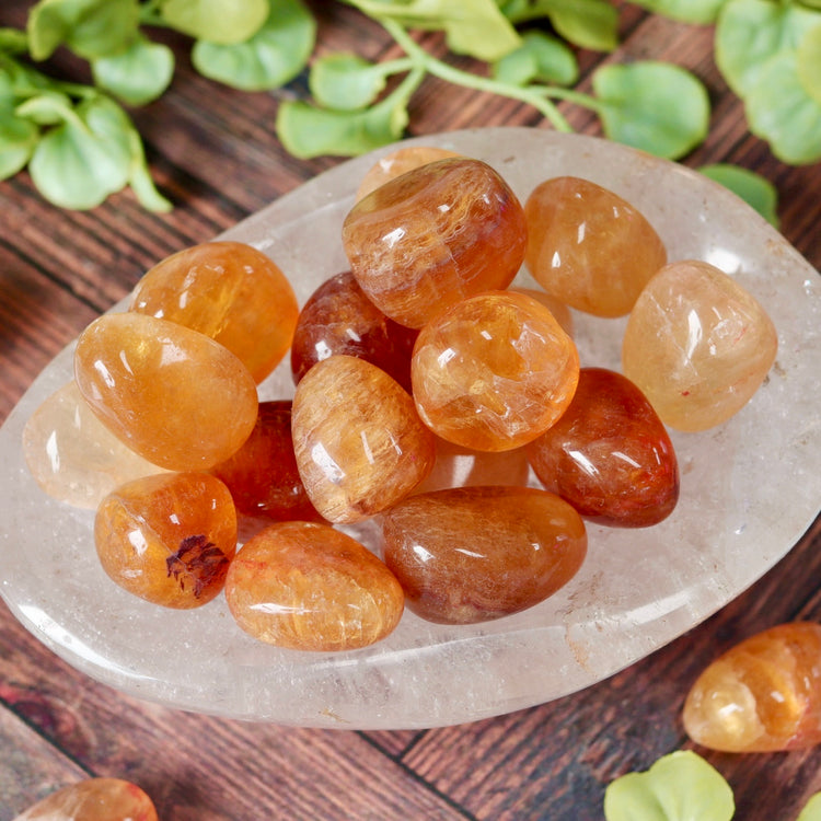 Yellow Fluorite Tumbled Polished Pocket Crystal